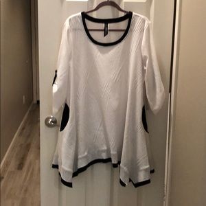 White with black trim tunic